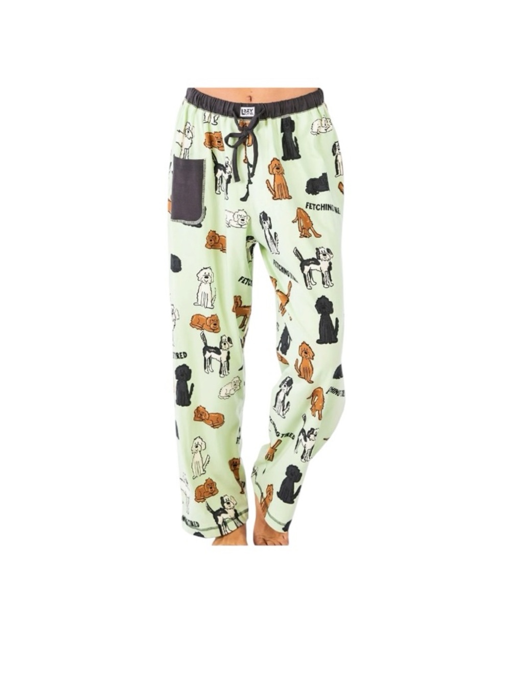 Lazy One Fetching Tired Light Green Dog-Print Lounge Pajama Pants Cotton S NWT